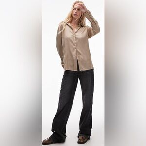 Topshop satin shirt in champagne